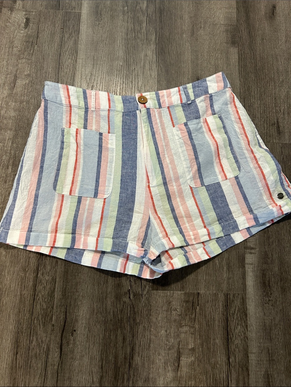 Roxy Multicolor Striped Linen-Blend Women's Shorts